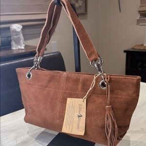 Lillian Vernon Brown Suede Shoulder Bag